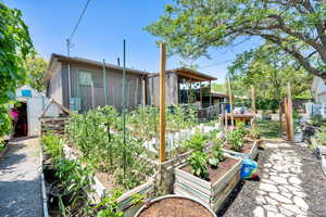 Rear view of house with a garden