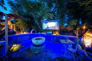 View of patio with area for grilling