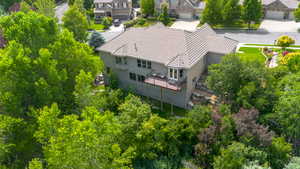 Aerial perspective of suburban area
