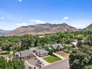 View of mountain background with nearby suburban area