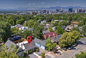 View of urban area featuring a mountain backdrop