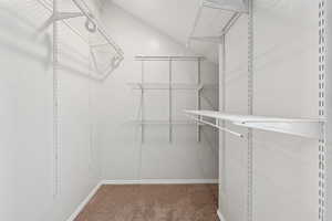 Walk in closet featuring carpet