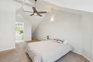 Bedroom with carpet and a ceiling fan