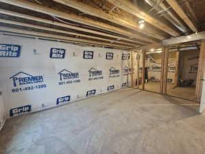 View of unfinished basement
