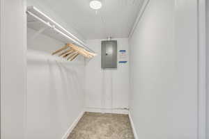 Spacious closet in second bedroom with carpet floors