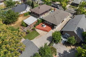 Aerial perspective of suburban area