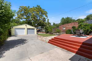 View of detached garage