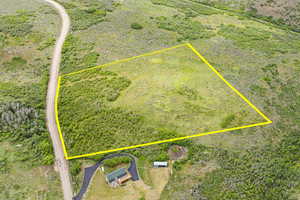 Overview of rural landscape with property parcel outlined