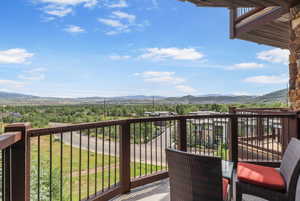 Balcony with a mountain view