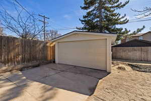 View of detached garage