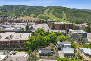 Bird's eye view of a mountainous background