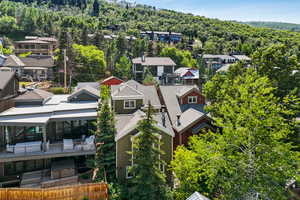 Bird's eye view of a heavily wooded area