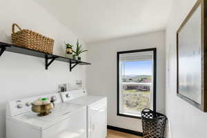 Laundry area with washing machine and dryer