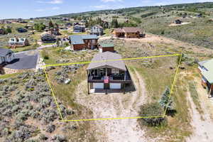 Aerial views of property boundaries highlighted