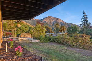 View of yard with a mountain view