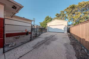 View of detached garage