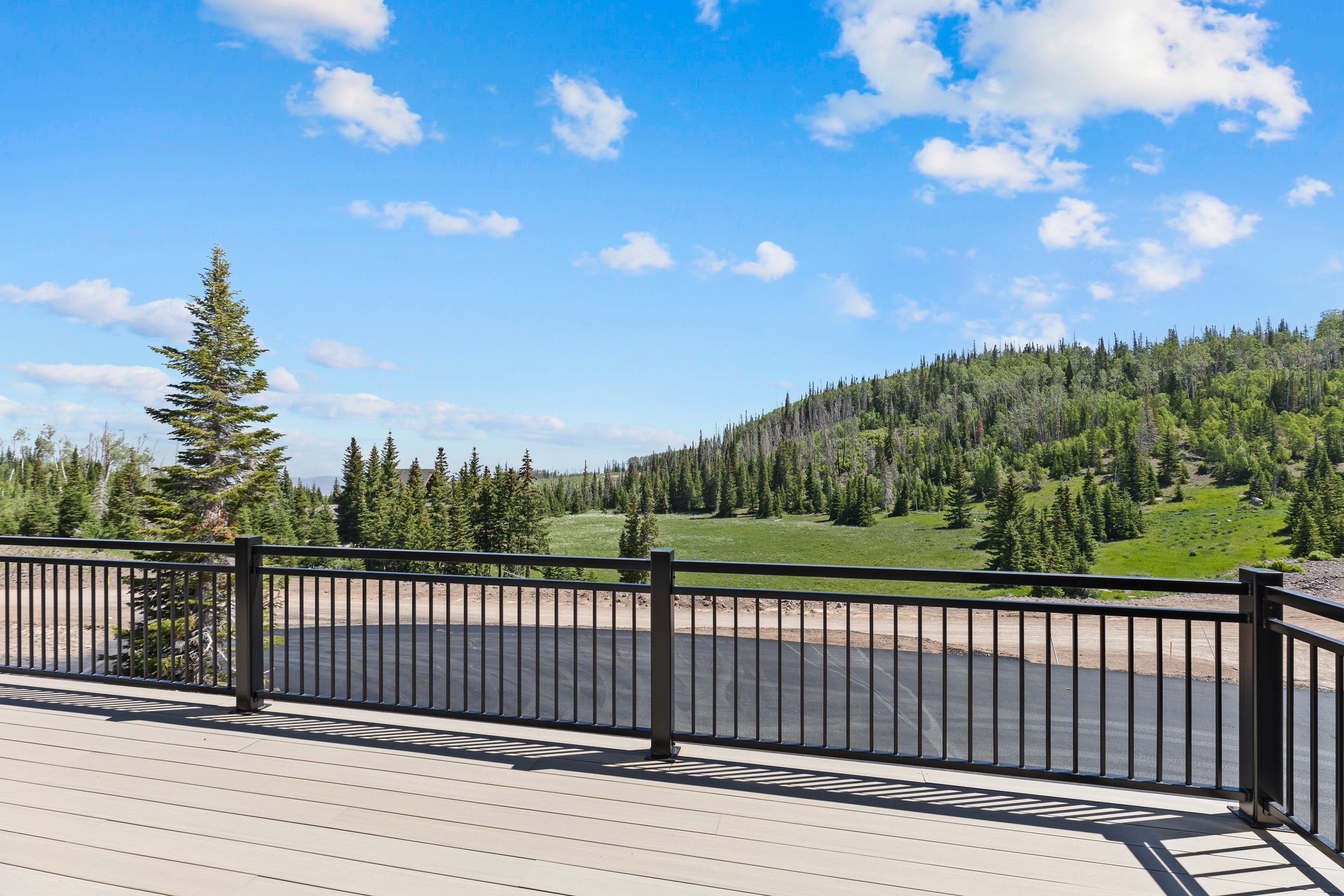 Wooden terrace with a forest view