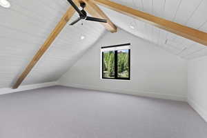 Additional living space featuring carpet, a ceiling fan, and recessed lighting