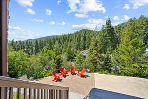 View of mountain background featuring a forest