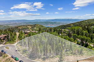 View of mountain backdrop featuring a heavily wooded area