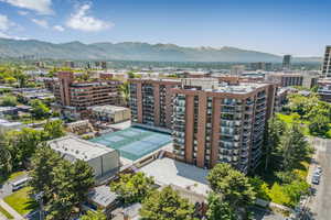View of urban area featuring a mountain backdrop
