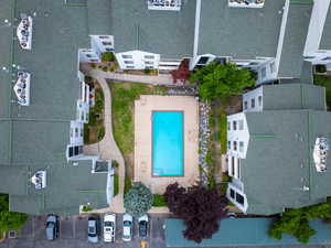 Aerial view of a pool area