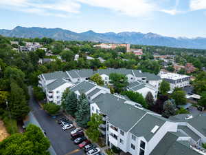 Aerial view of a mountain backdrop