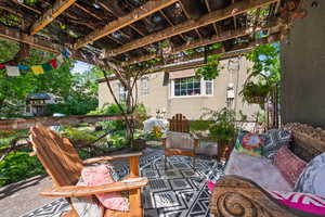 View of patio featuring a pergola