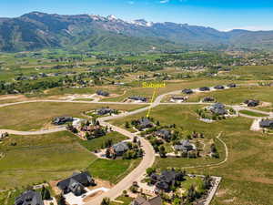 Drone / aerial view of a mountain backdrop