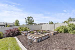 View of yard with a vegetable garden