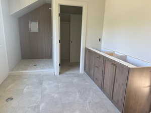 Primary bathroom progress photo, but is now completed.