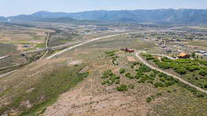 Overview of rural landscape with mountains