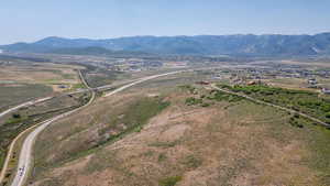 Overview of rural landscape with mountains