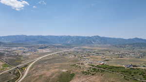 Aerial view of a mountain backdrop