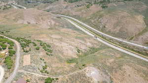 Aerial view of property and surrounding area with rural landscape