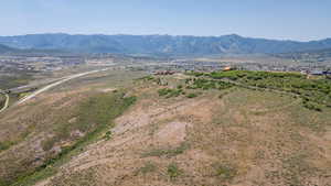 Drone / aerial view of a mountainous background