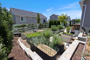 View of property's community with a garden and a residential view