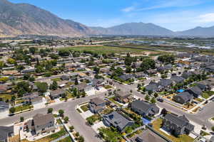 Aerial overview of property's location with nearby suburban area