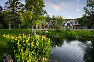 The pond in front of the improvements. Just a small part of the live water features on the estate.