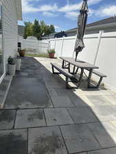 View of patio featuring outdoor dining area