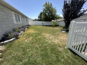 View of fenced backyard