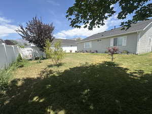 View of fenced backyard