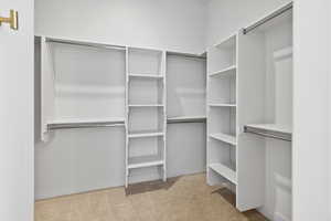Spacious closet with carpet floors