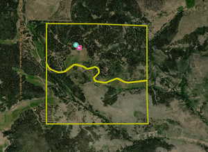 Aerial view of property's location with property boundaries highlighted