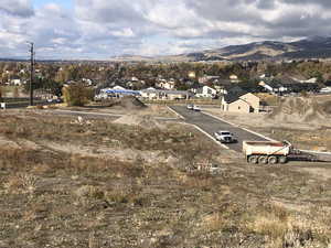 Aerial perspective of suburban area featuring mountains