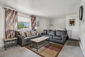 Living room with carpet flooring