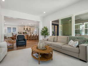 Living room sliding doors to covered patio