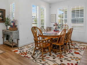 Entry, dining, plantation shutters