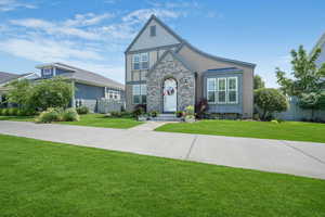 Stone & stucco exterior w/batten board
