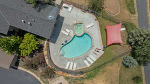 Bird's eye view of a pool area